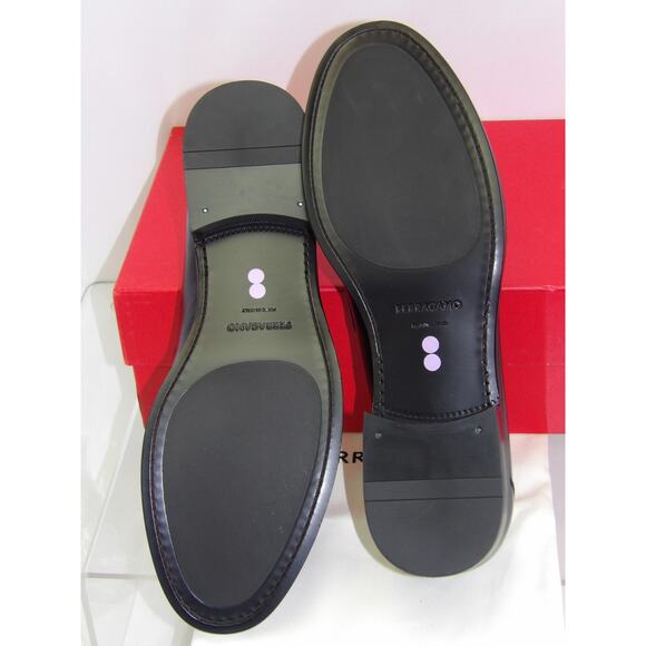 NIB FERRAGAMO BLACK LEATHER FORT GANCINI BIT LOGO LOAFERS 12 E ITALY main image 10